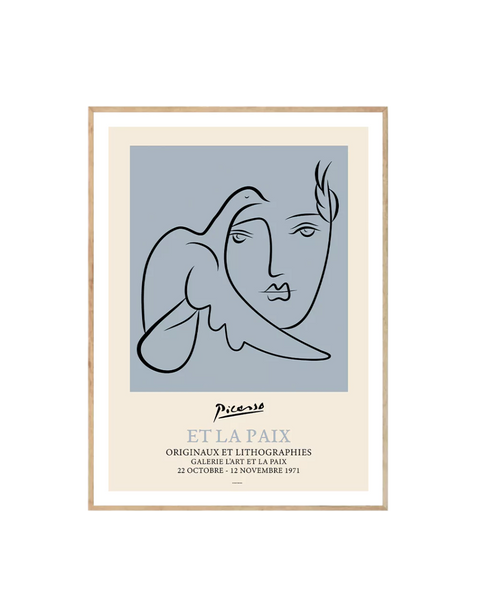 Picasso Man and Dove Poster Blue - Hommes Decor