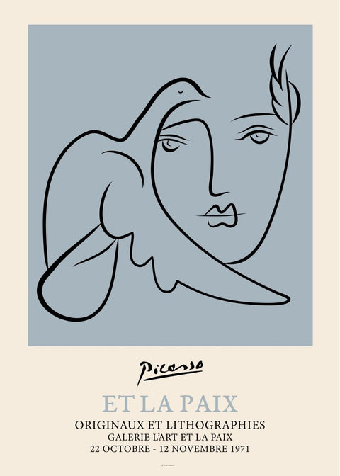 Picasso Man and Dove Poster Blue - Hommes Decor