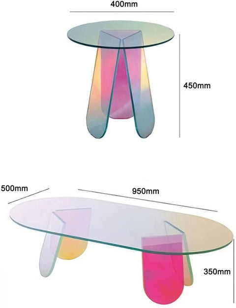 Iridescent Rainbow Glass Side Table - Hommes Decor