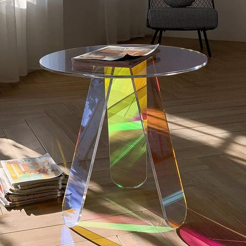 Iridescent Rainbow Glass Side Table - Hommes Decor