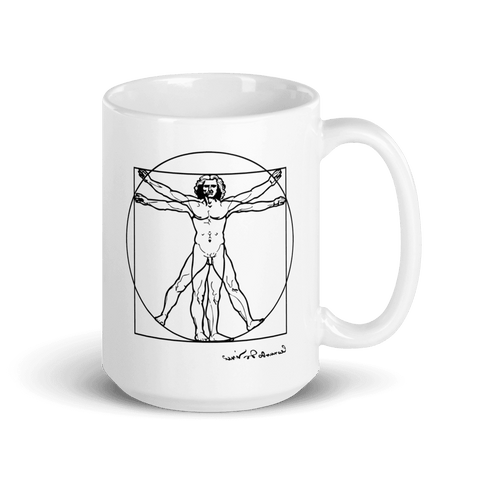 Leonardo Da Vinci, Vitruvian Man Sketch Mug - Hommes Decor