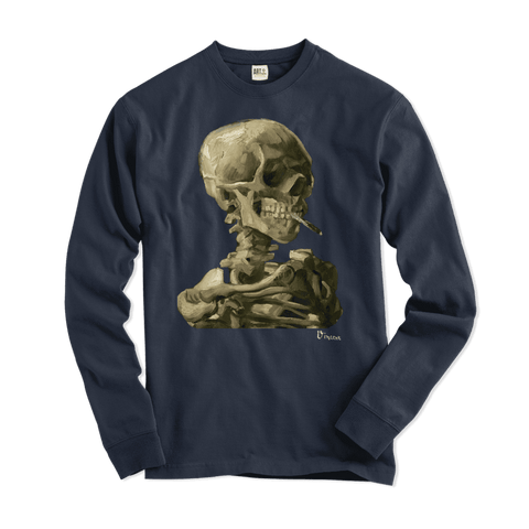Van Gogh Skull of a Skeleton with Burning Cigarette 1886 Long Sleeve Shirt - Hommes Decor