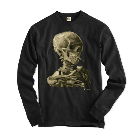 Van Gogh Skull of a Skeleton with Burning Cigarette 1886 Long Sleeve Shirt - Hommes Decor